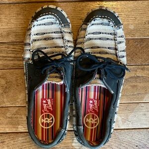 Womens Tony Lama Lindale Navy Blue Woven Casual Boat Shoes Loafers Size 11